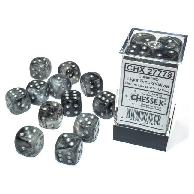 Chessex 12ct D6 Set - Grey/Silver