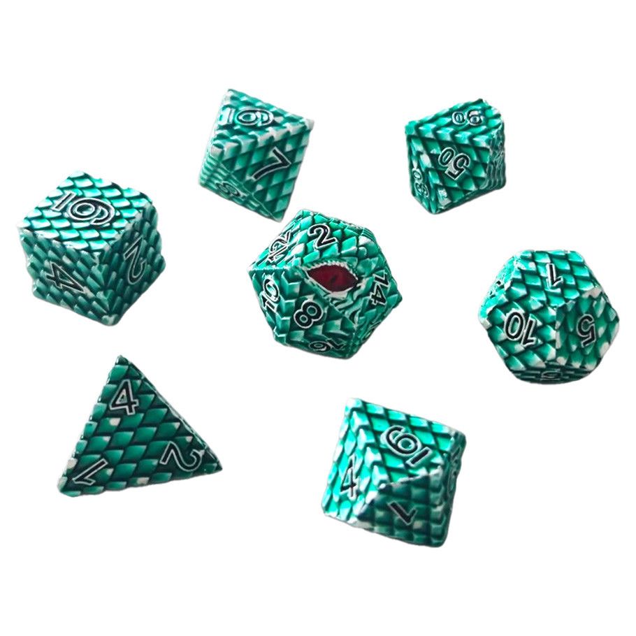 Dice Set 7-Set Dragonscale Metal Green
