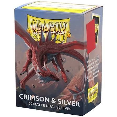 Dragon Shield Sleeves 100ct - Matte Dual Crimson &amp; Silver