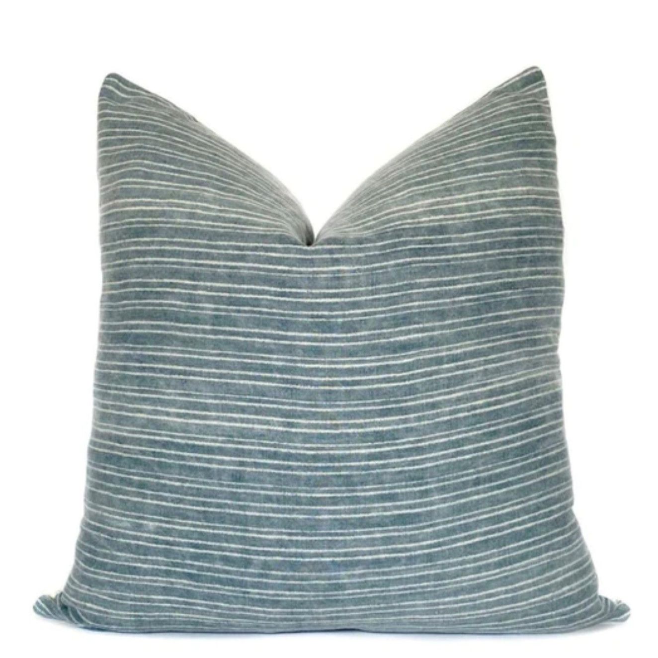 Vintage Green &amp; Cream Stripe Pillow 22&quot;