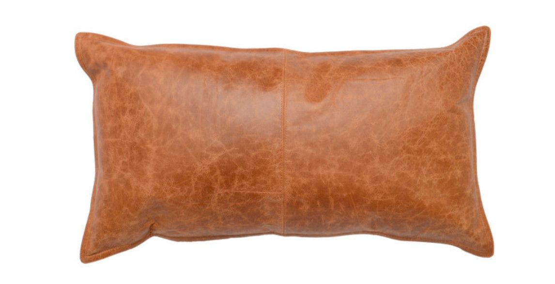 Leather Dumont Chestnut Pillow 14x26&quot;