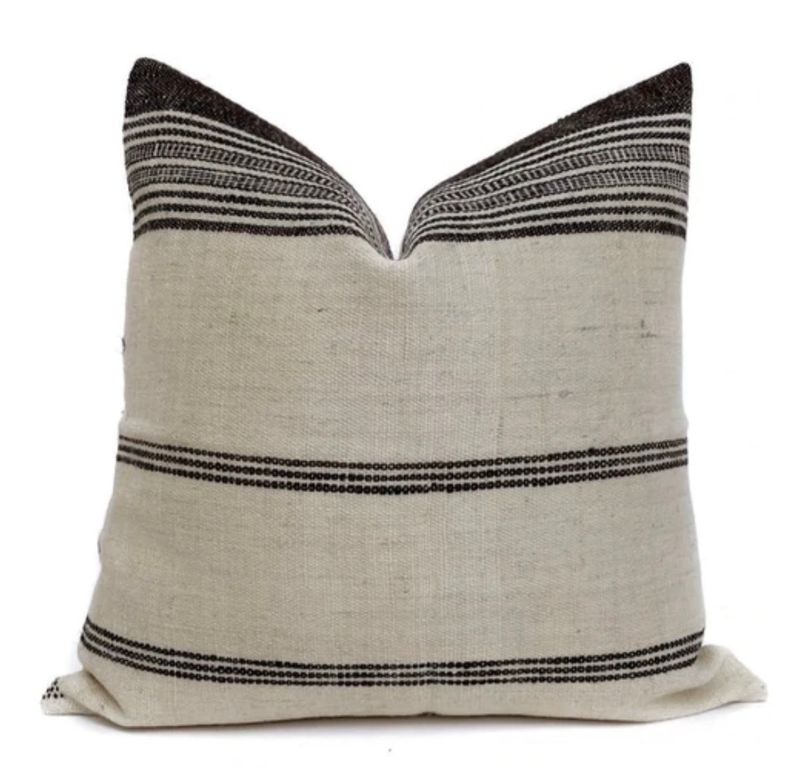 Indian Wool Brown &amp; Cream Stripe Pillow 20&quot;