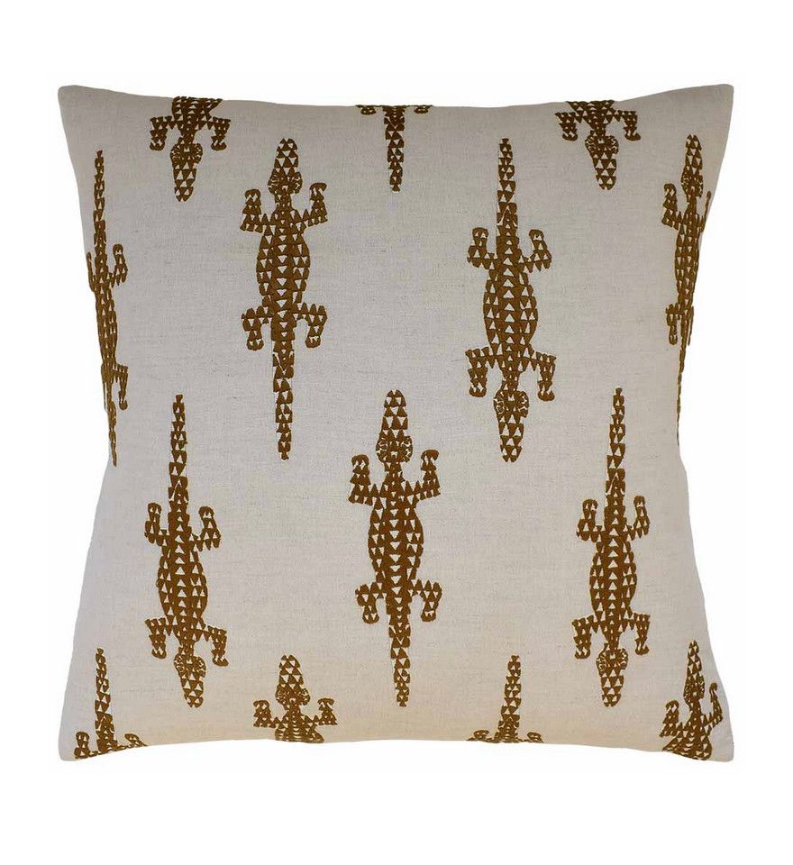 Baracoa Embroidery Brown Pillow 20&quot;