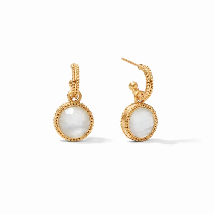 Fleur-de-Lis Hoop &amp; Charm Earring - clear crystal