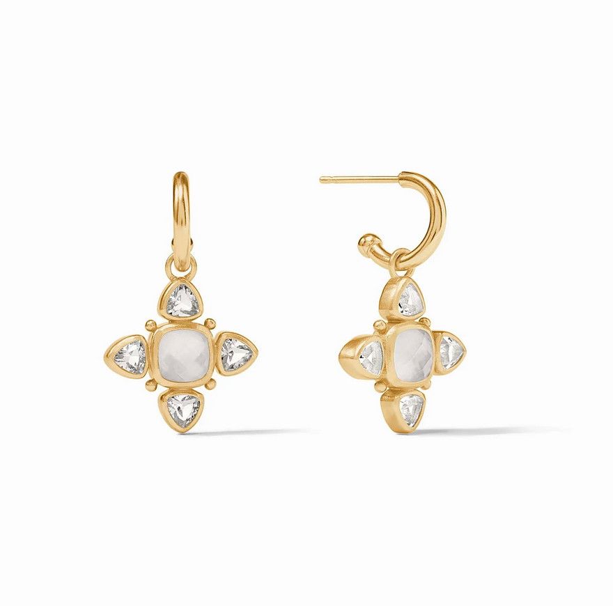 Aquitaine Hoop &amp; Charm Earring - clear crystal