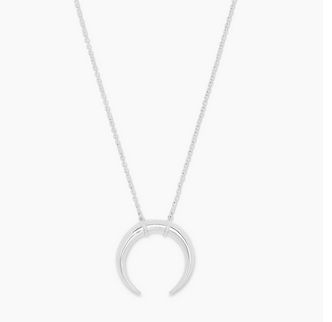 Cayne Crescent Pendant Necklace - silver