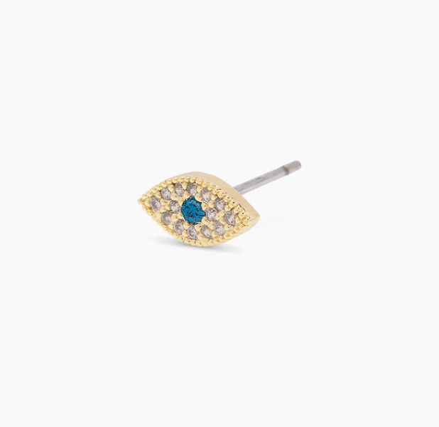 Evil Eye Charm Stud - gold