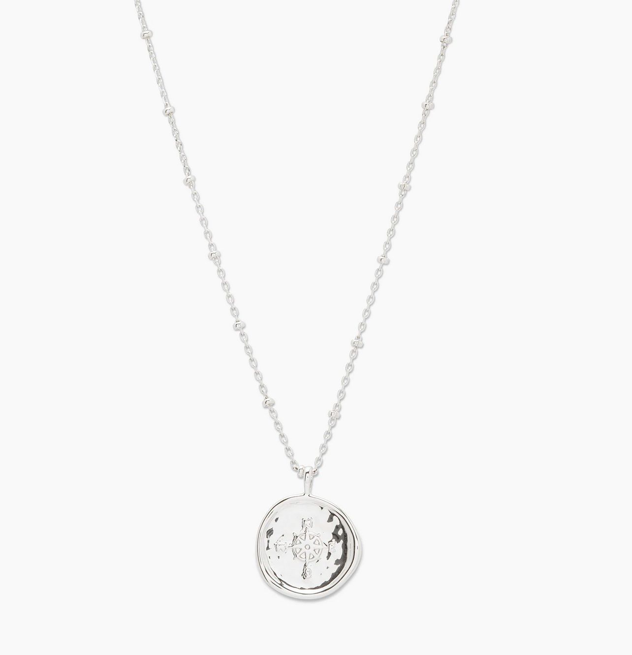 Compass Coin Necklace - silver