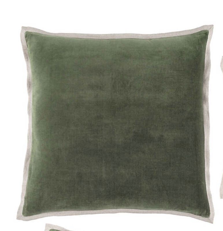 Gehry Velvet/Linen Sage Pillow 22&quot;
