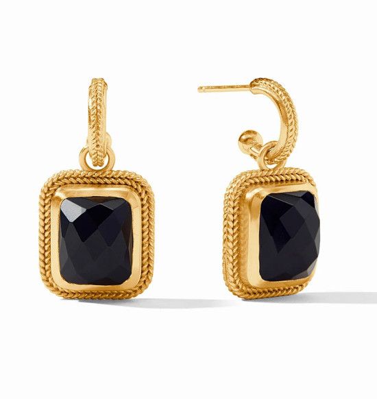 Cheval Hoop &amp; Charm Earring - obsidian black