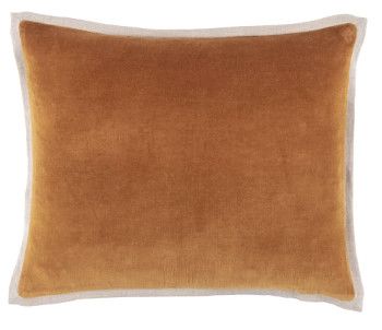 Gehry Velvet/Linen Caramel Lumbar Pillow 16&quot;