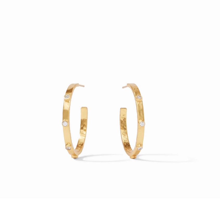 Crescent Stone Hoop - cz - med
