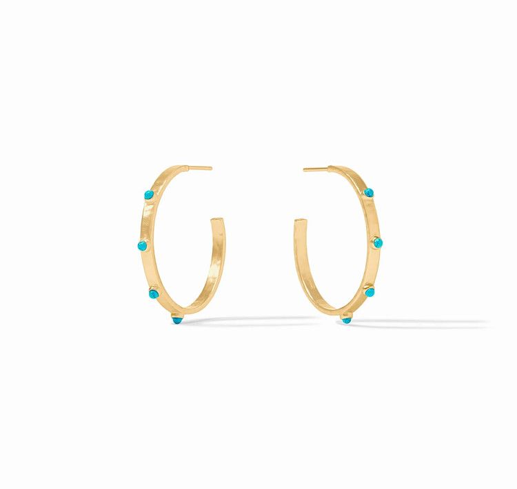 Crescent Stone Hoop - turq - med