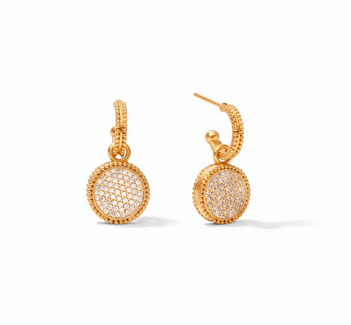 Fleur-de-Lis Hoop &amp; Charm Pavé Earring - cz