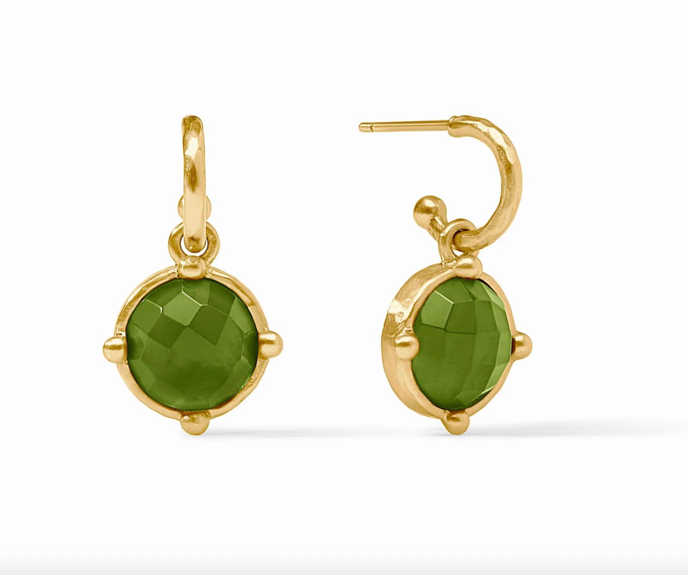 Honeybee Hoop &amp; Charm Earring -iridescent palmetto green