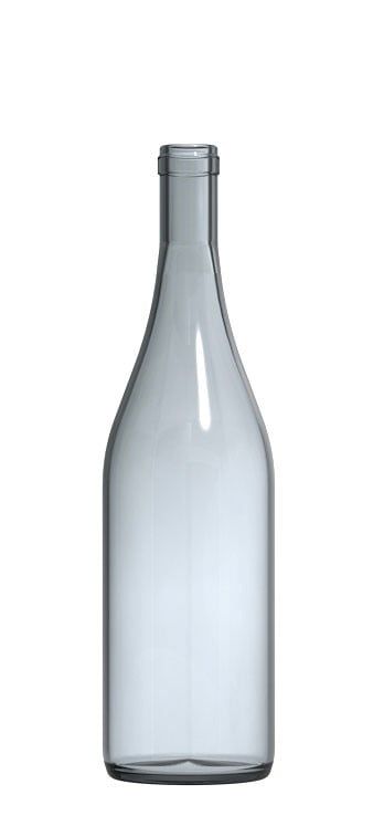 750ml Clear Burgundy Bottle FLAT BOTTOM, Case of 12
