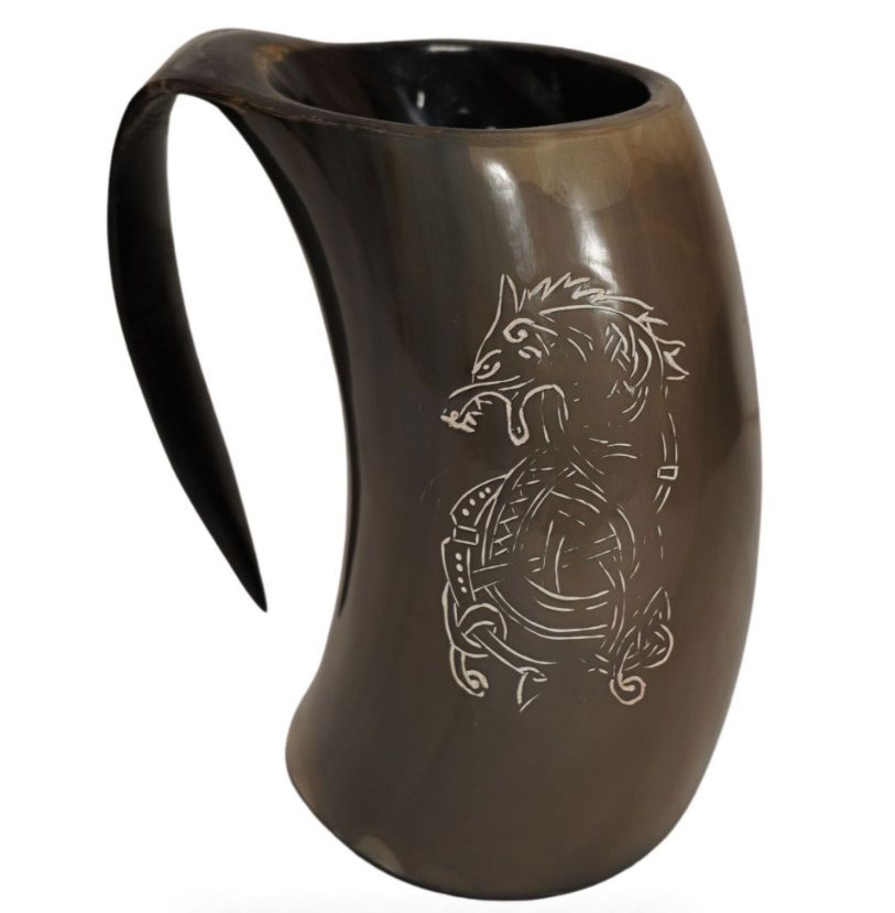 Dragon Carved Horn Mug