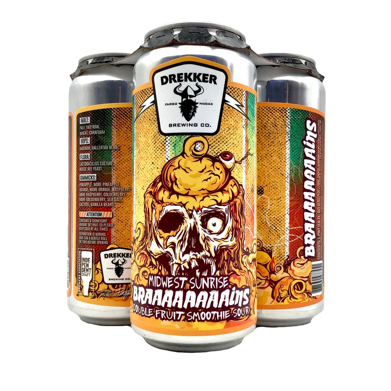 Drekker Mango Key Lime BRAAAAAAAins Fruit Smoothie Sour 4pk 16oz cans