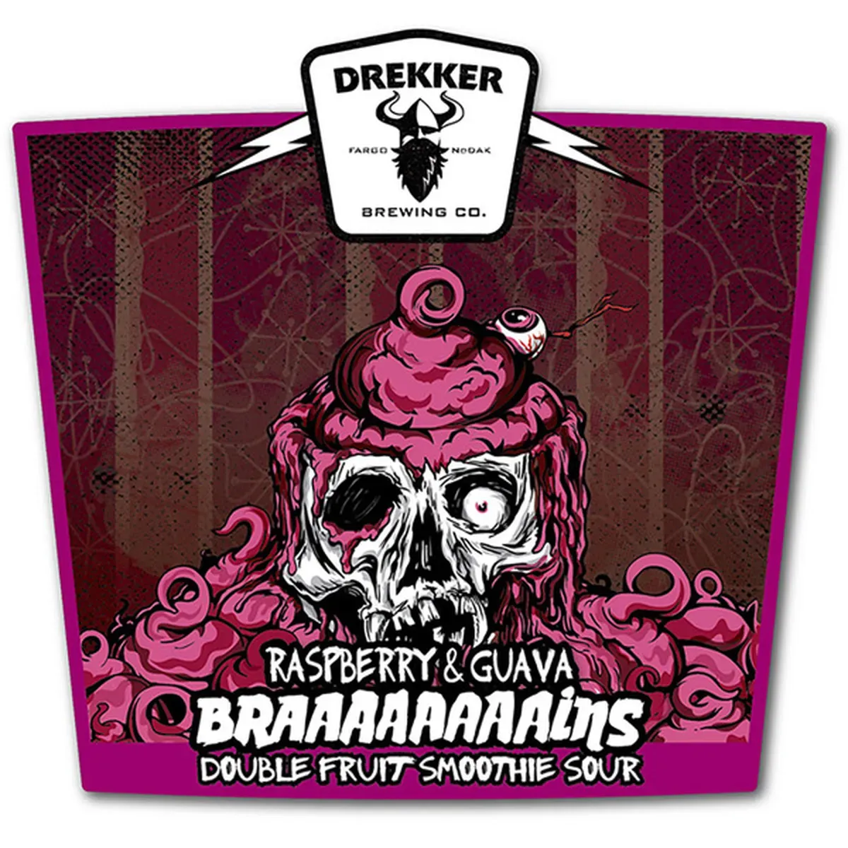 Drekker Raspberry &amp; Guava BRAAAAAAAiNS Fruit Smoothie Sour 4pk 16oz cans