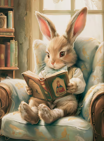 Easter Commemorative Print Sitting Rabbit