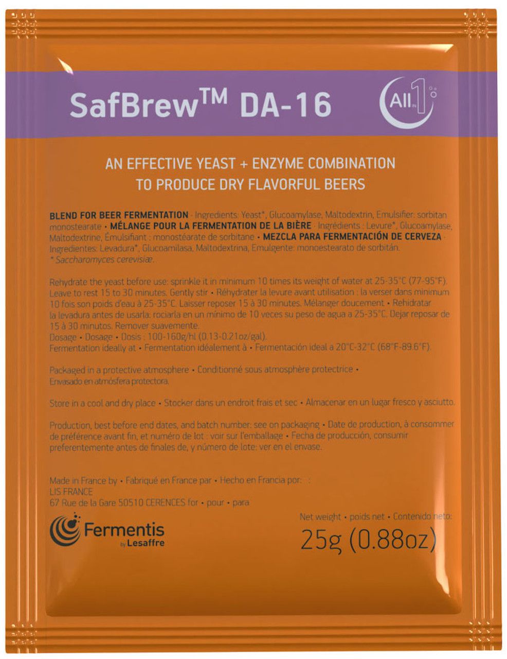 Fermentis SafBrew DA-16 ALL IN ONE  25g