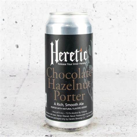 Heretic Chocolate Hazelnut Porter 16oz can single