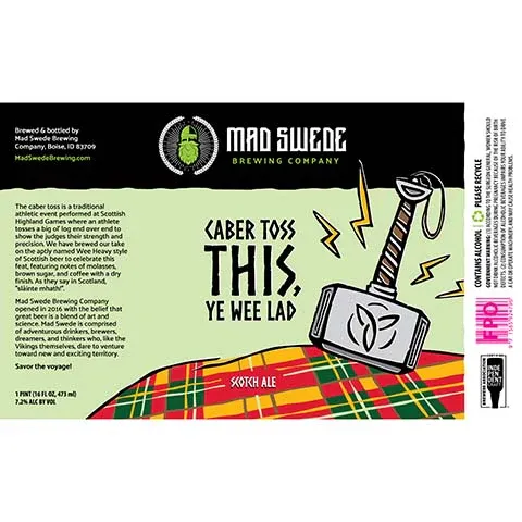 Mad Swede Caber Toss Ye Wee Lad Scotch Ale 4pk cans