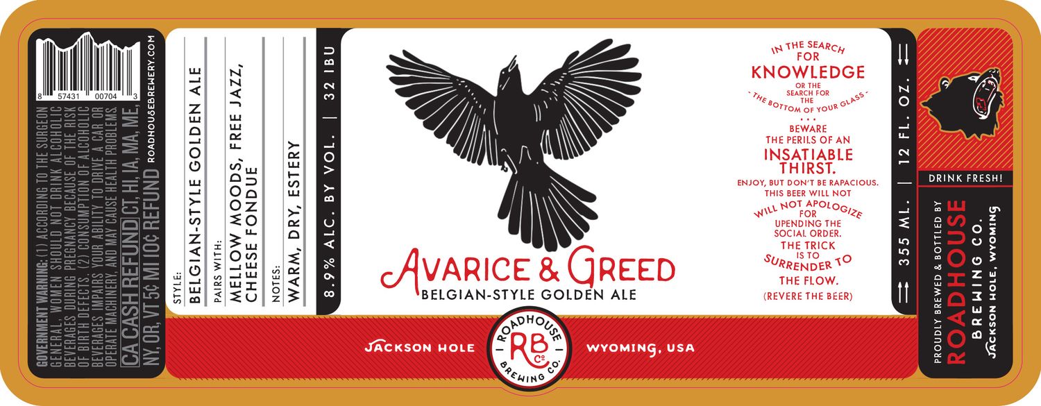 Roadhouse Avarice &amp; Greed Belgian Style Golden Ale 4pk cans