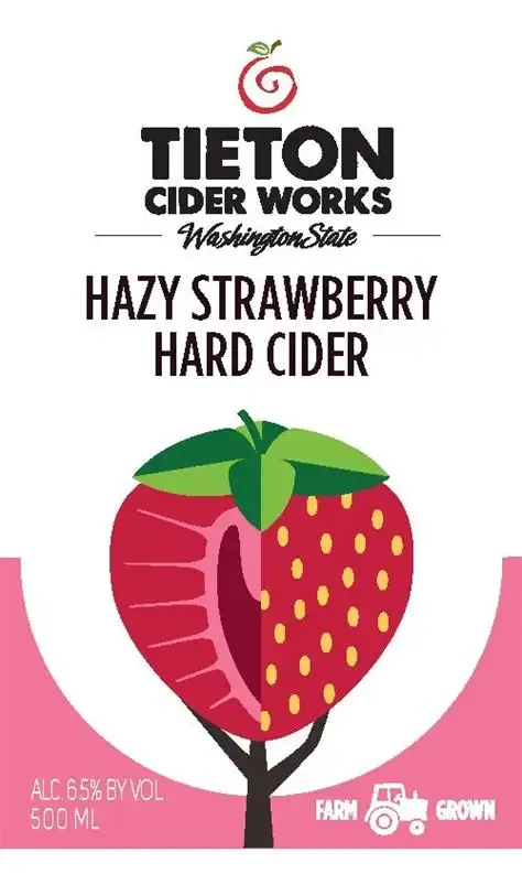 Tieton Hazy Stawberry Hard Cider 6pk 12 oz cans single