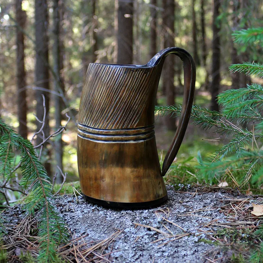 Wolfhound Carved Horn Mug