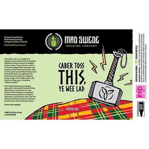 Mad Swede Caber Toss Ye Wee Lad Scotch Ale 4pk cans