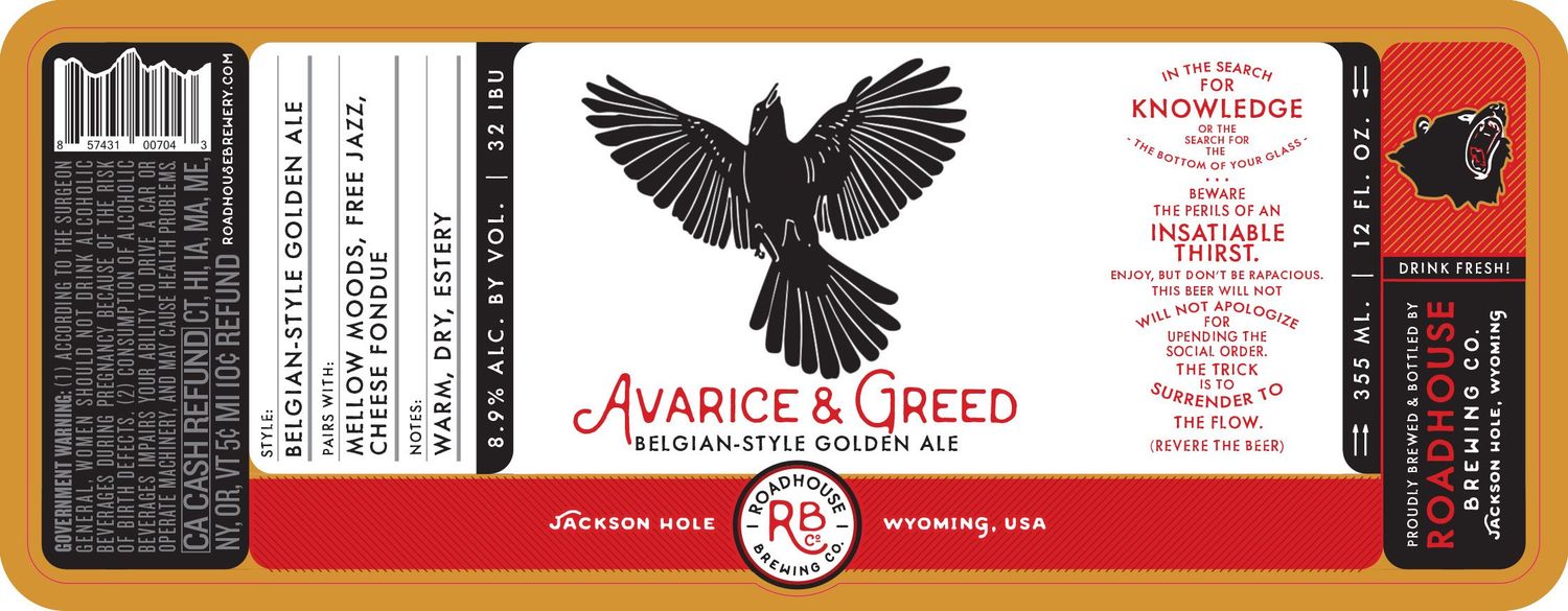 Roadhouse Avarice &amp; Greed Belgian Style Golden Ale 4pk cans