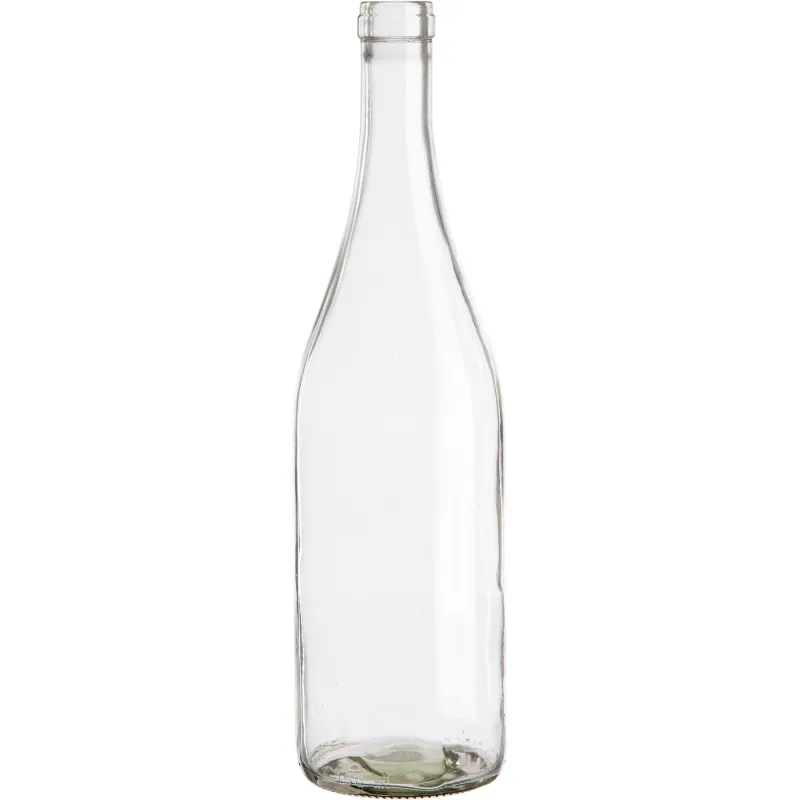 750ml Clear Burgundy FLAT BOTTOM Bottle,  single