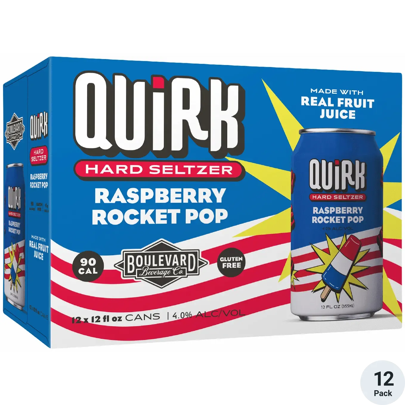 Quirk Raspberry Rocket Pop Hard Seltzer 12pk cans