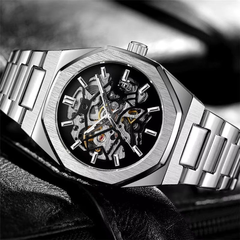 Man&#39;s Watch Skeleton design, Stainless Steel (waterproof 50M)