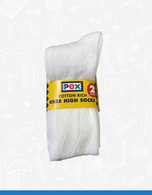 White Cotton Knee High Socks (2 Pack)