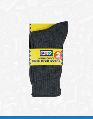 Grey Cotton Knee High Socks (2 Pack)