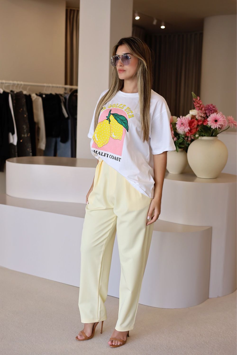 CALÇA AMARELO PASTEL