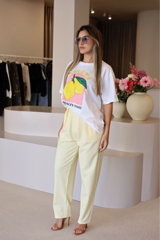 CALÇA AMARELO PASTEL