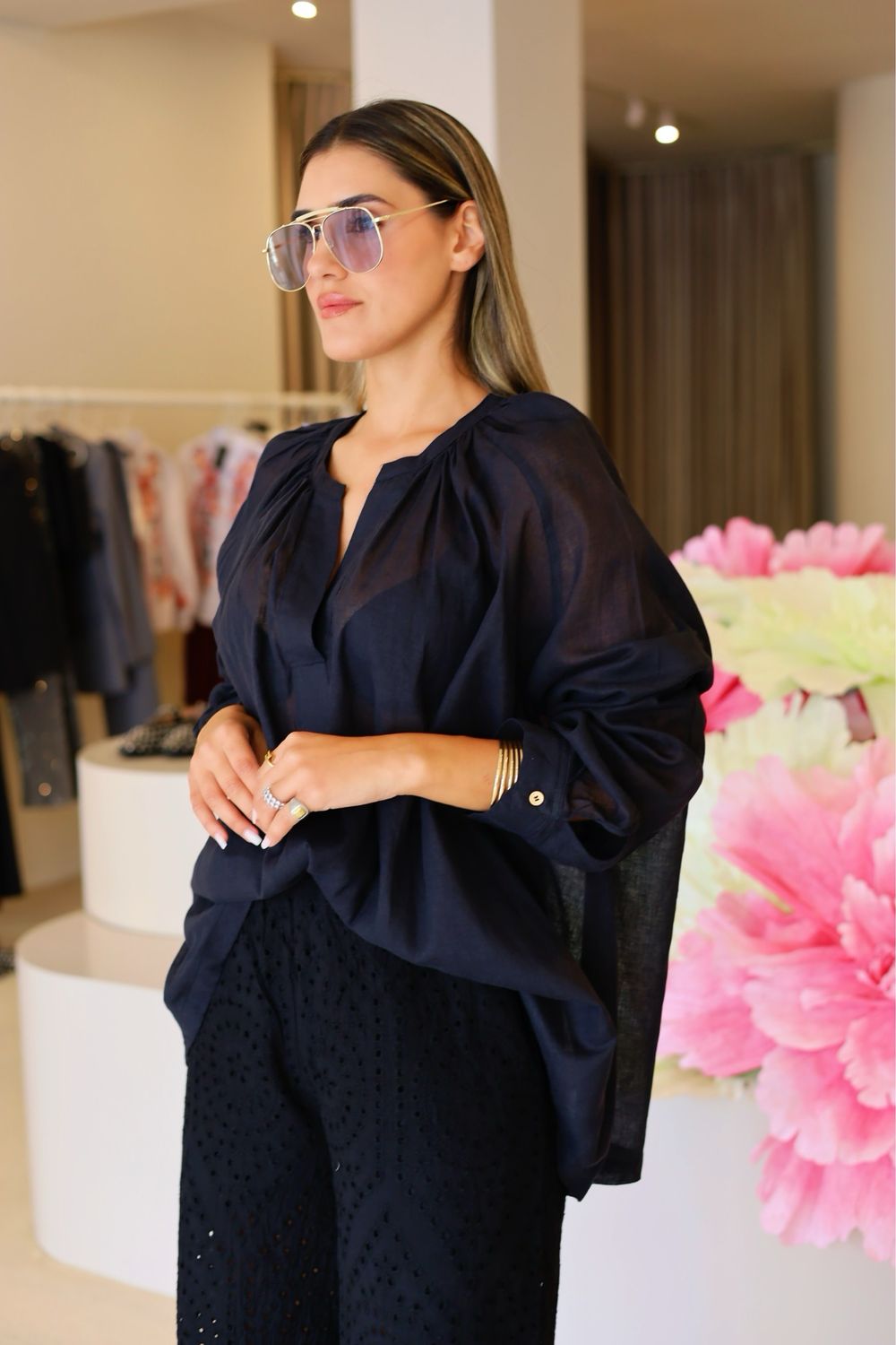 CAMISA OVERSIZE LINHO PRETO