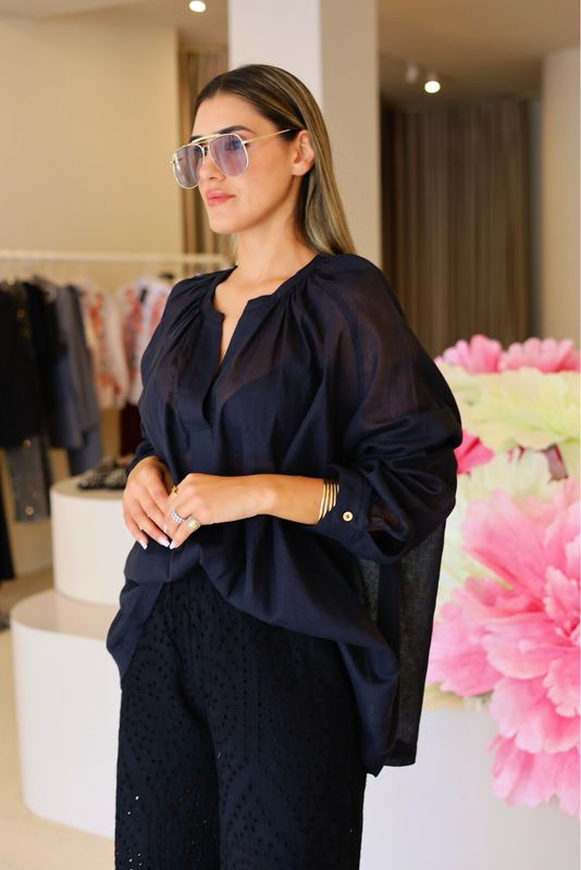 CAMISA OVERSIZE LINHO PRETO