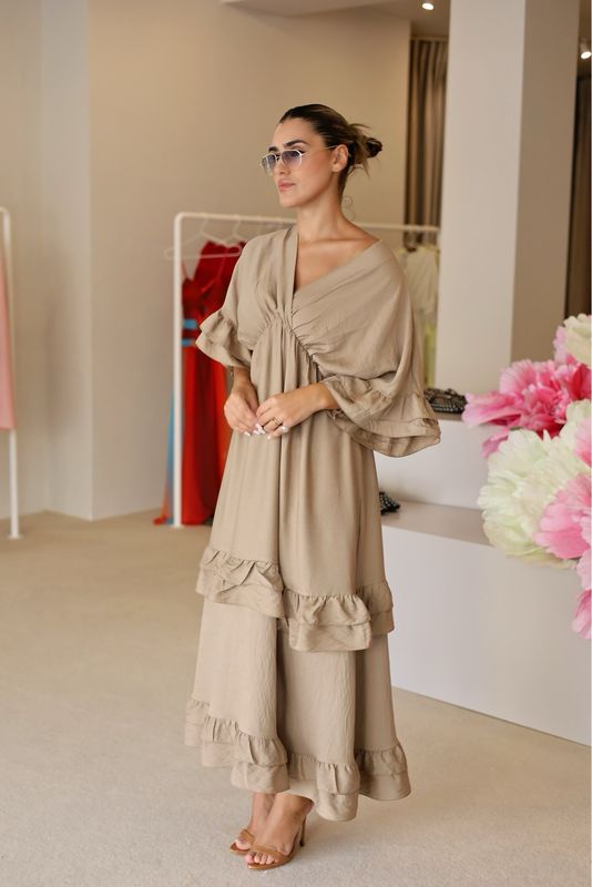VESTIDO COMPRIDO CAMEL