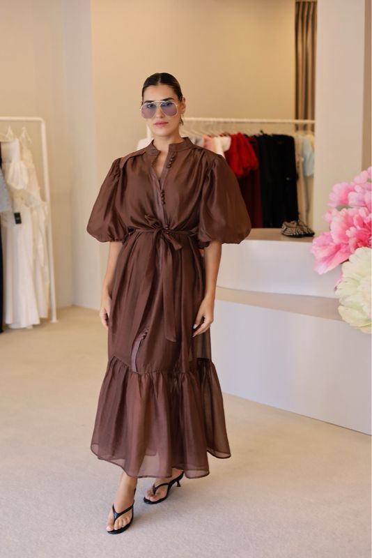 VESTIDO COMPRIDO CASTANHO