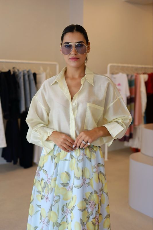 CAMISA ORGANZA AMARELO MANTEIGA