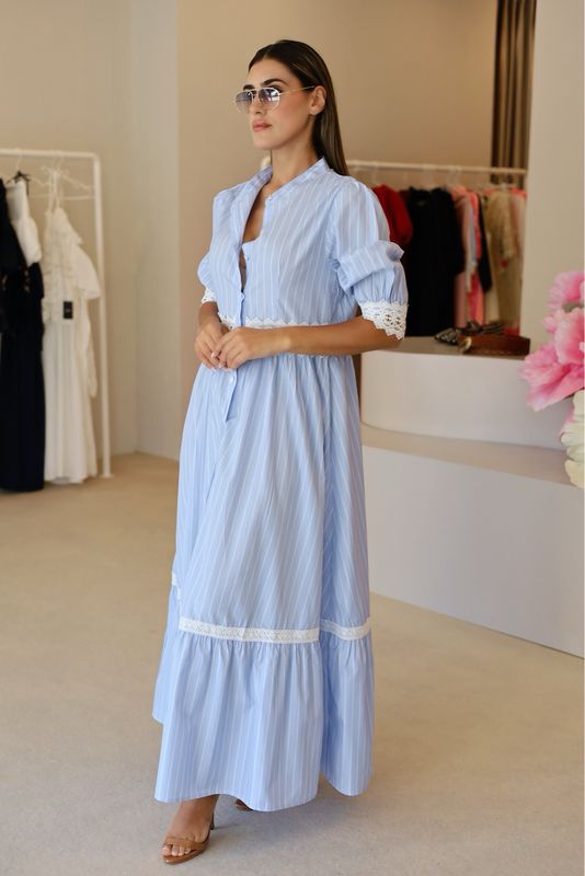 VESTIDO LISTAGEM C/BORDADO