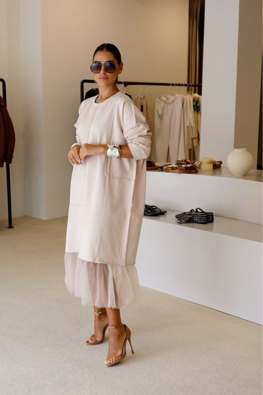 VESTIDO MALHA COM TULE