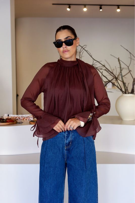 CAMISA DE ORGANZA BORDÔ