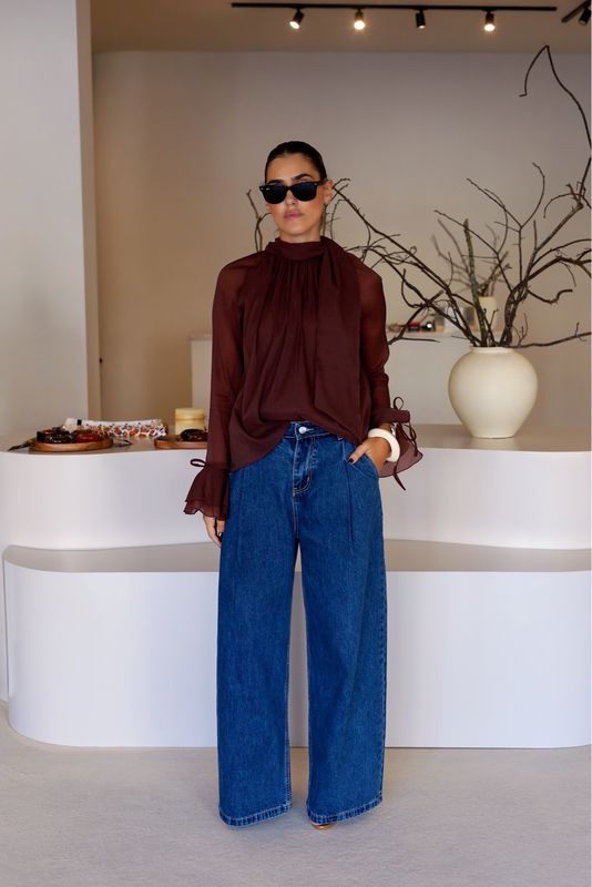 JEANS WIDE-LEG CINTURA MEDIA