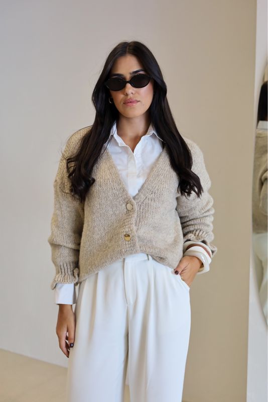 CARDIGAN DE MALHA AREIA