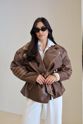 BIKER CASTANHA EFEITO VINTAGE BIKER CASTANHA EFEITO VINTAGE